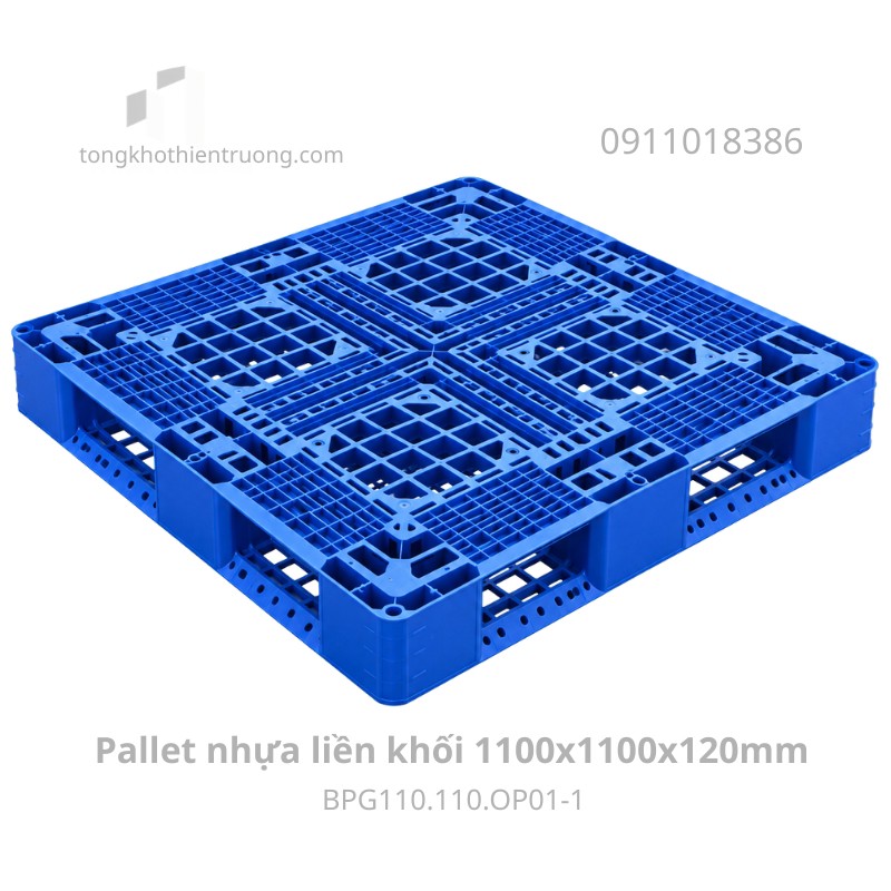 Pallet nhựa liền khối 1100x1100x120mm BPG110.110.OP01-1